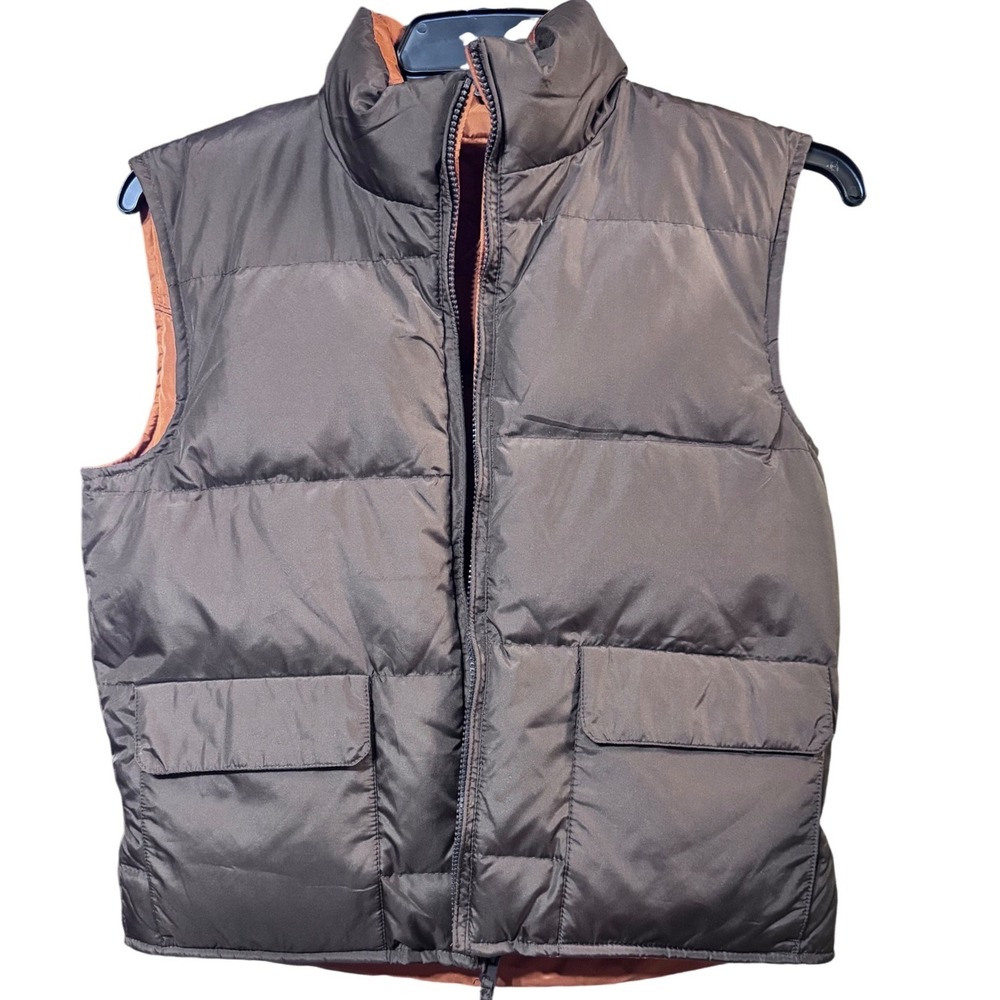 Resistol Puffer Vest Down Reversible Orange Brown XL Western Gorpcore